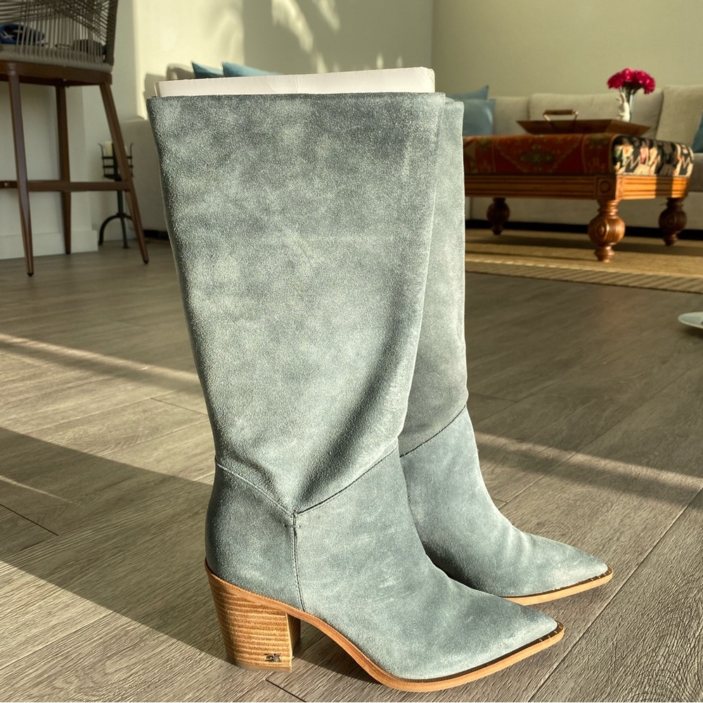 Sam Edelman Leahla Grey Iris Suede Boots size 7